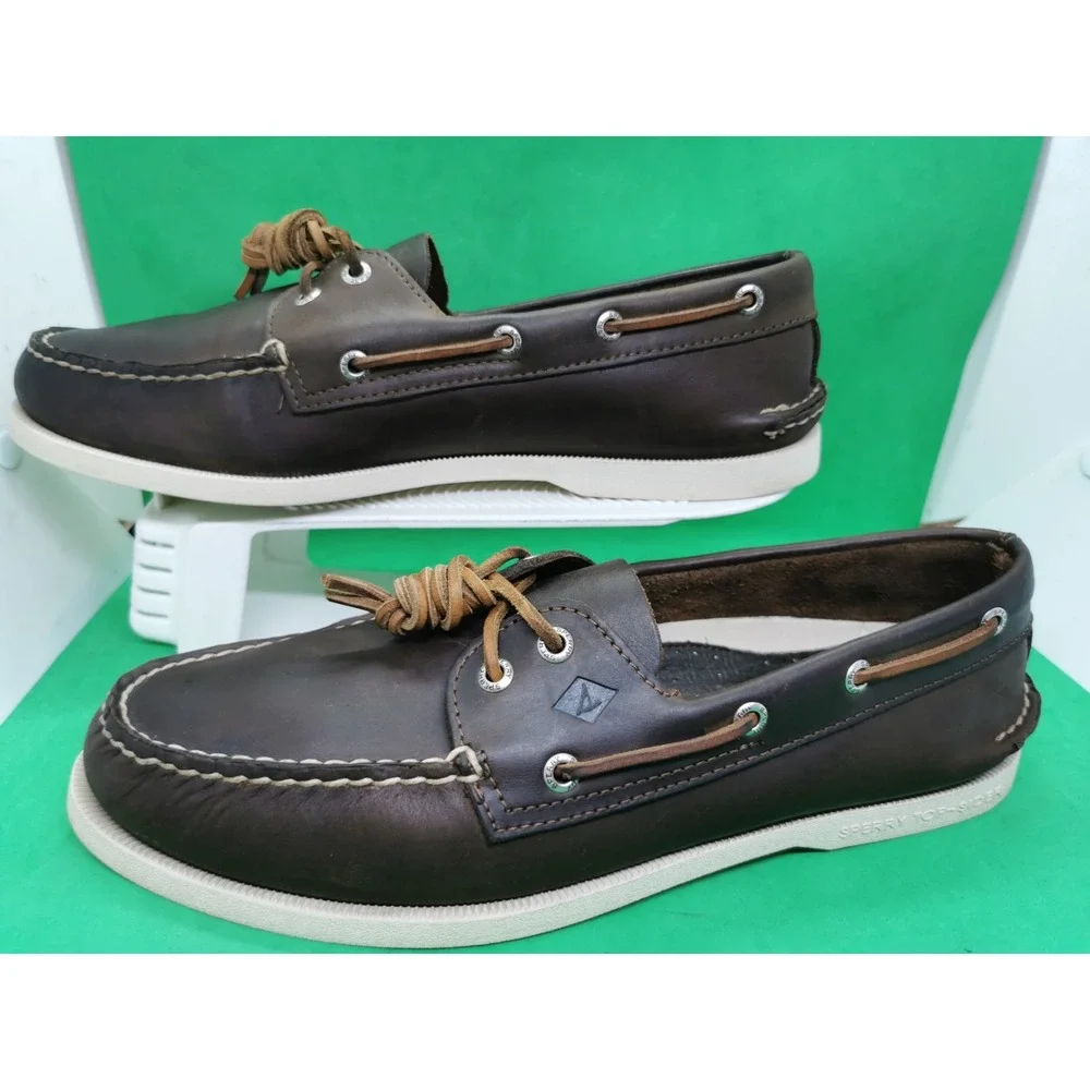 Vintage Sperry Top-Sider Men's Authentic Boat Driving Shoe Amaretto Brown Sz 11M